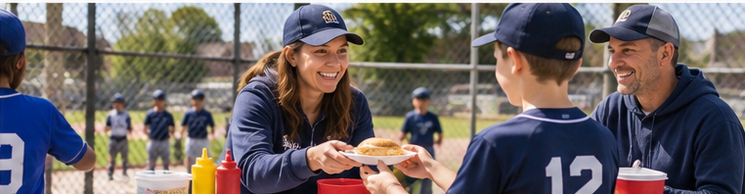 Youth sports volunteers running a concession fundraiser