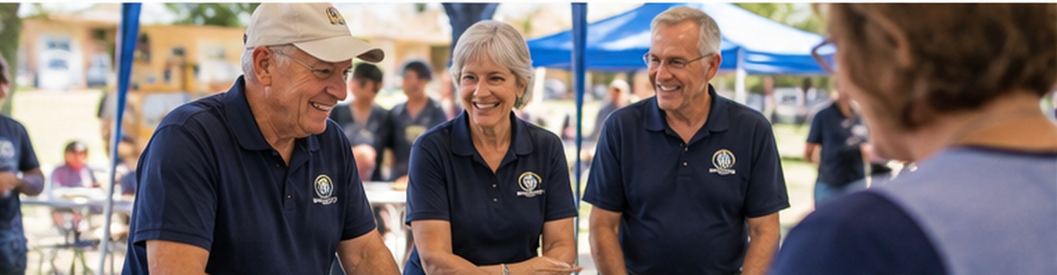 Civic club volunteers working together at a local fundraiser