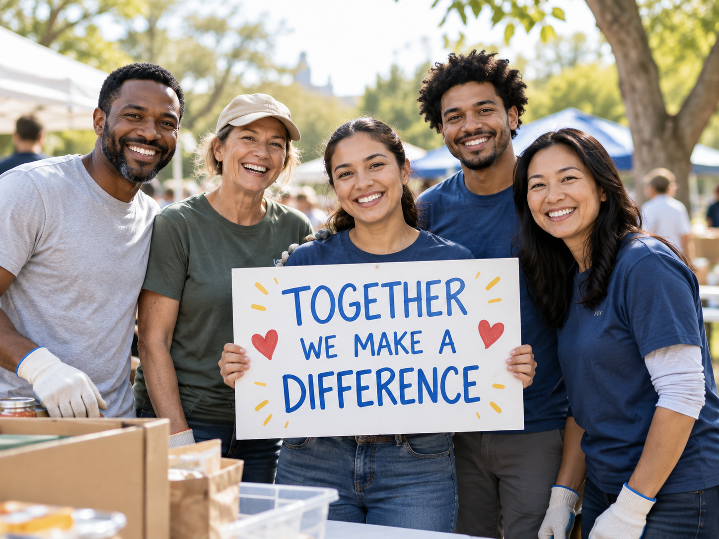 Community volunteers working together at a local fundraiser