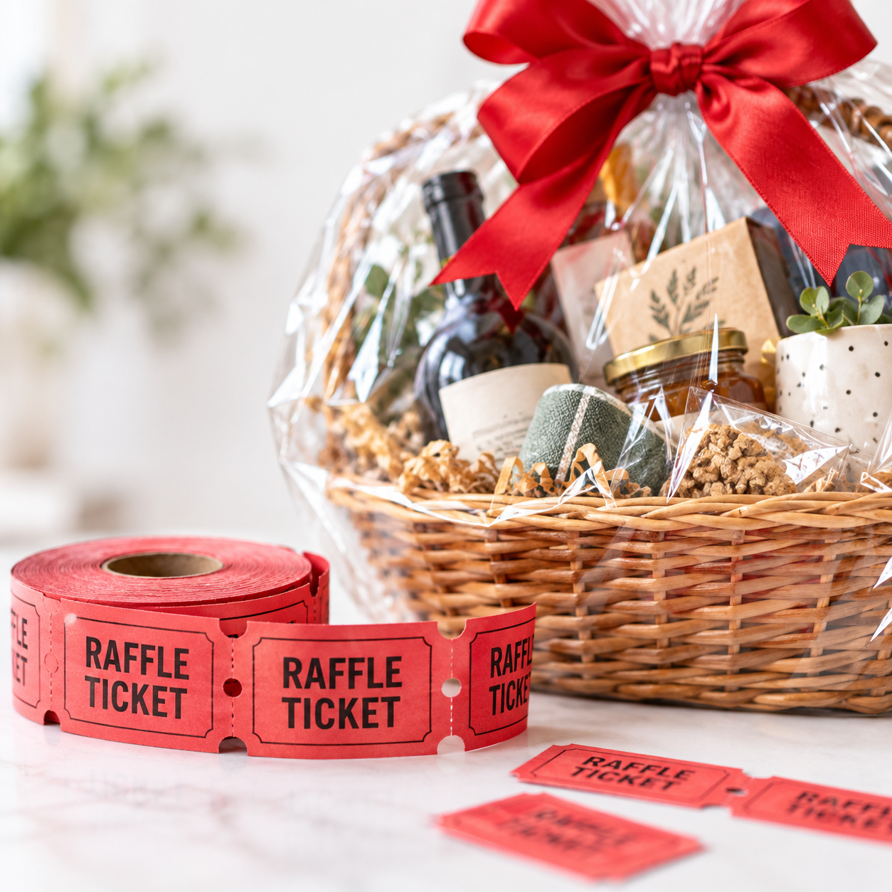 Numbered raffle tickets at a community fundraising event
