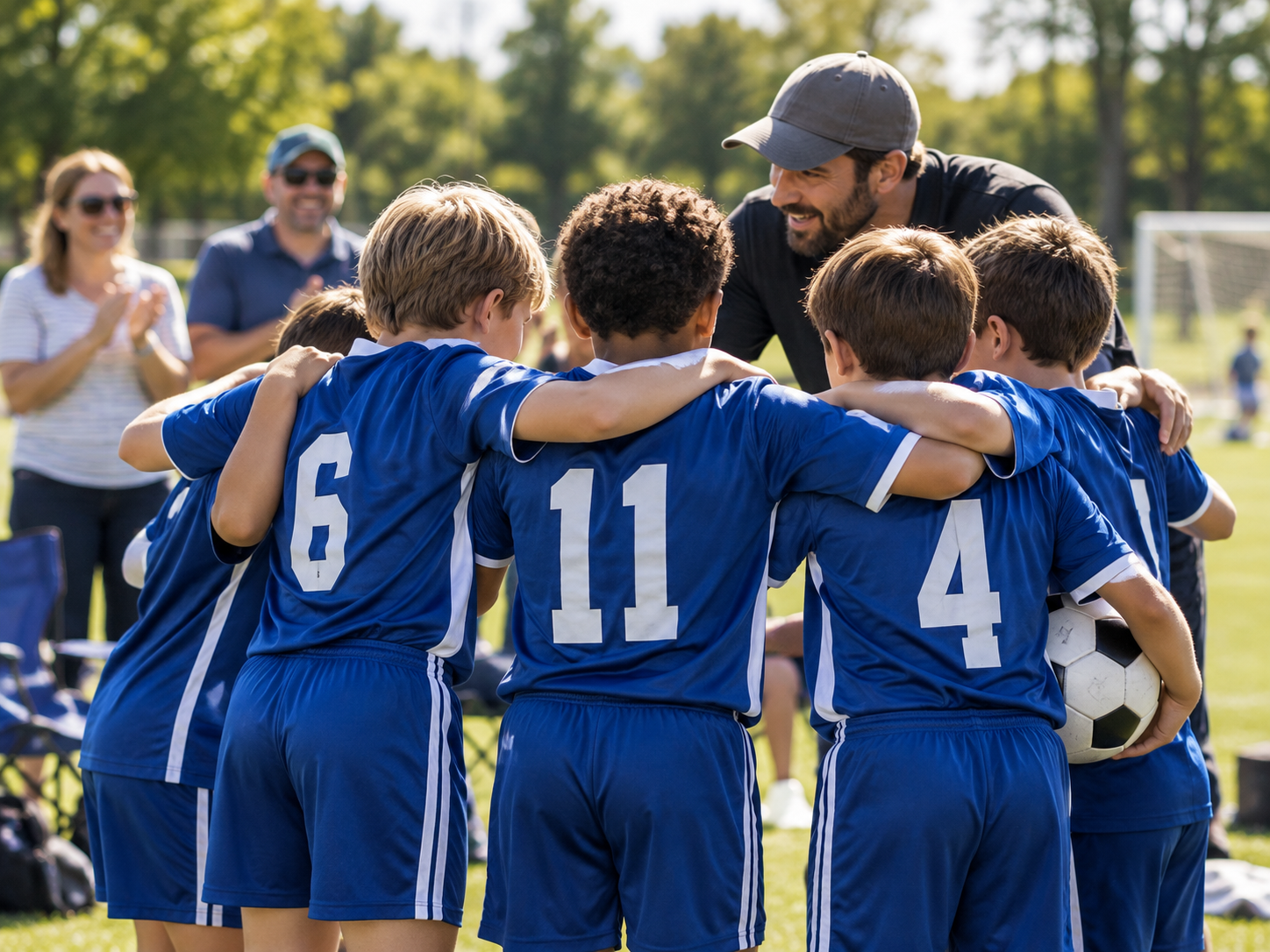 Youth sports team and families at a community fundraiser